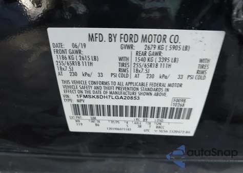 2020 Ford Explorer Xlt from USA, damaged, VIN 1FMSK8DH7LGA20853